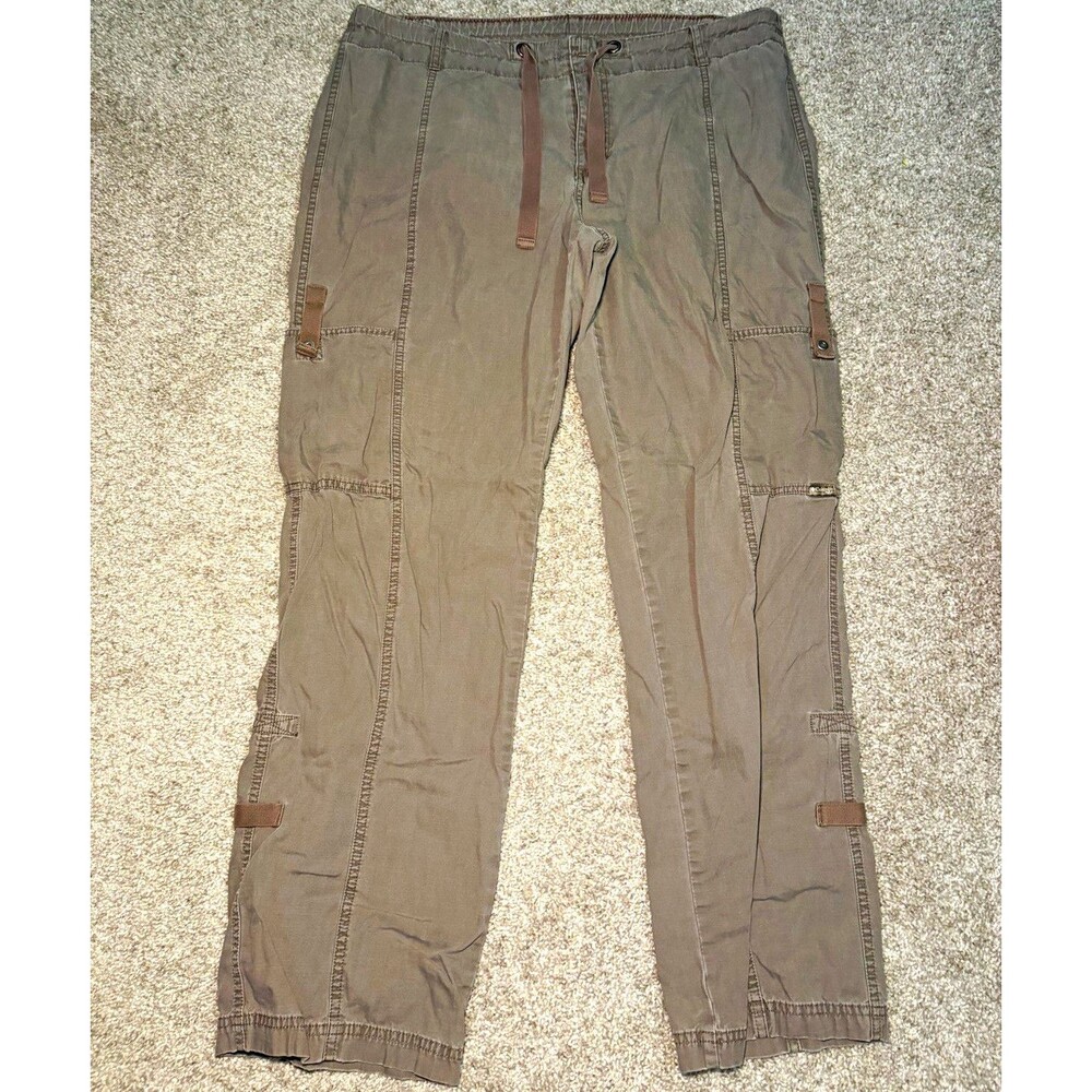Columbia Women’s Gray Cargo Pants Cotton Canvas Pockets Zip Straight Mid Rise